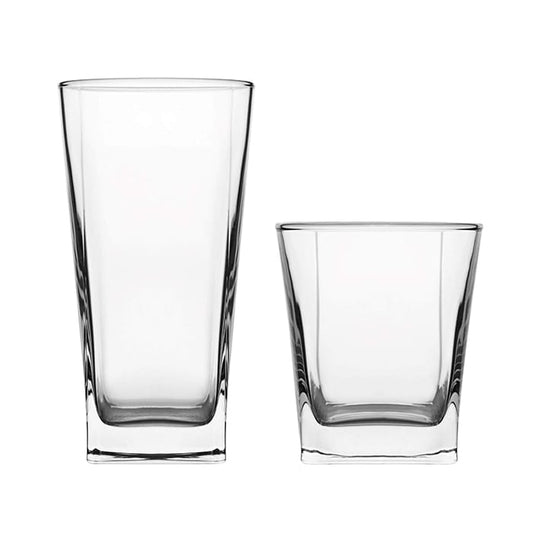 طقم أكواب كاري 12 قطعة من باشاباتشي زجاج عالي ومنخفض شفاف