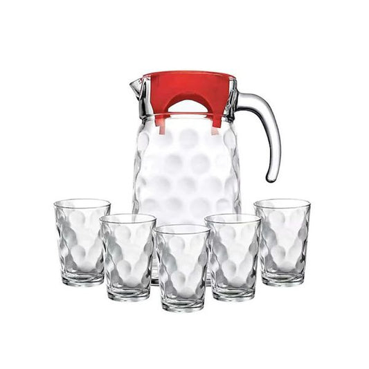 طقم أكواب مياه غازية 7 قطع مع إبريق من باشاباتشي Space 98678 زجاج شفاف