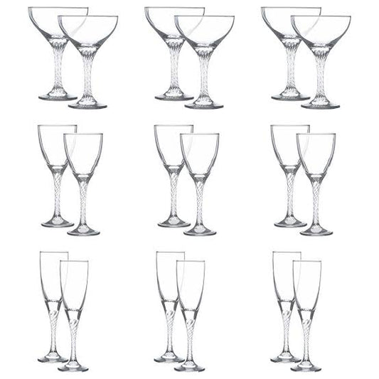 طقم كاسات تويست 18 قطعة من باشاباتشي زجاج شفاف