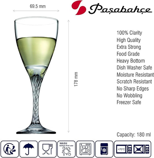 طقم كاسات تويست 6 قطع من باشاباتشي زجاج تركي 180 مل