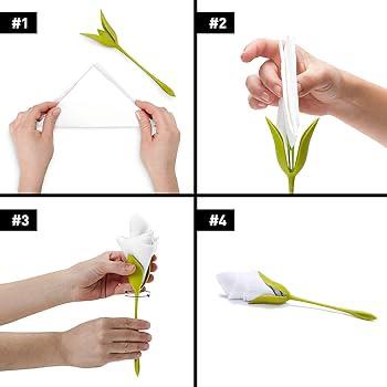 حامل تقديم مناديل على شكل وردة مصنوع من البلاستيك، باكيت 6 قطع