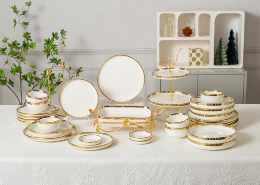 طقم عشاء بورسلين 30 قطعة بتصميم أنيق وفاخر للسفرة العصرية