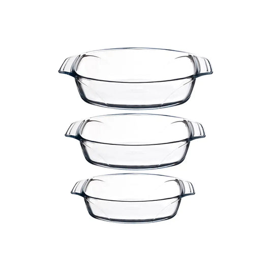 طقم طواجن بيركس فرنساوي أصلي 3 قطع شفاف مقاوم للحرارة