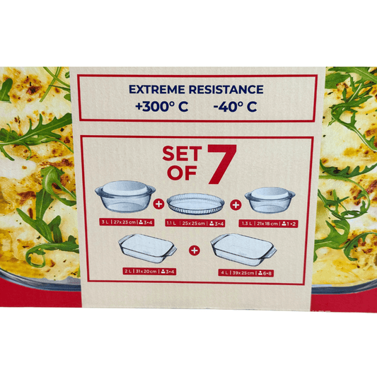 طقم طواجن فرن بايركس الفرنسي الأصلي 7 قطع زجاج حراري شفاف مقاوم للحرارة