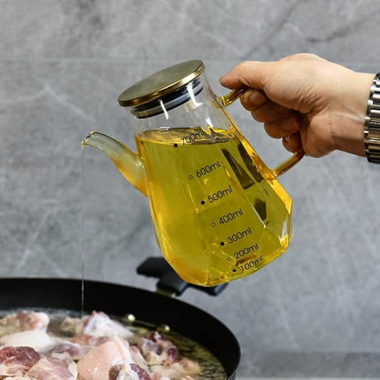 زياتة وبراد بايركس زجاج شفاف بغطاء معدني ذهبي يتحمل الحرارة