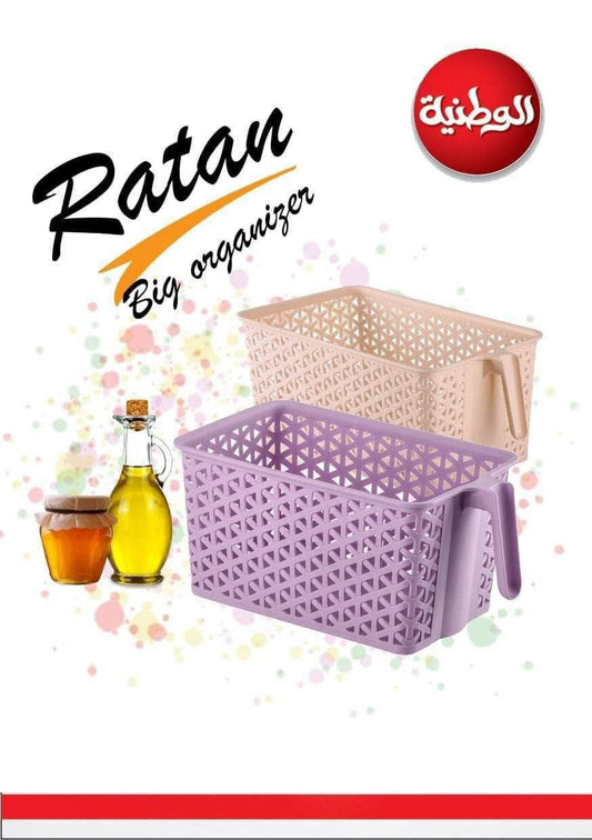 منظم ثلاجة بلاستيك تصميم راتان بيد من الوطنية لترتيب الخضار والفواكه في المطبخ والثلاجة