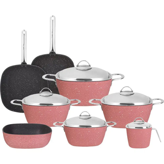 طقم حلل سافلون جرانيت تركي أصلي 13 قطعة مربع يد استانلس ألوان روز أسود بني رصاصي عروض وخصومات 2025