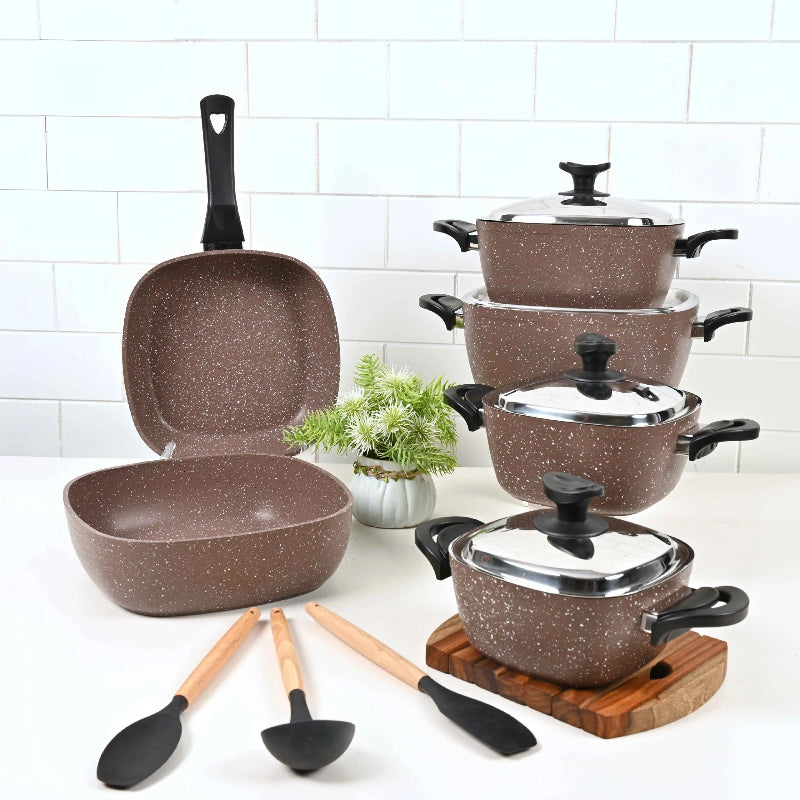 طقم جرانيت سافلون تركي أصلي مربع 10 قطع بيد بكاليت وألوان متعددة