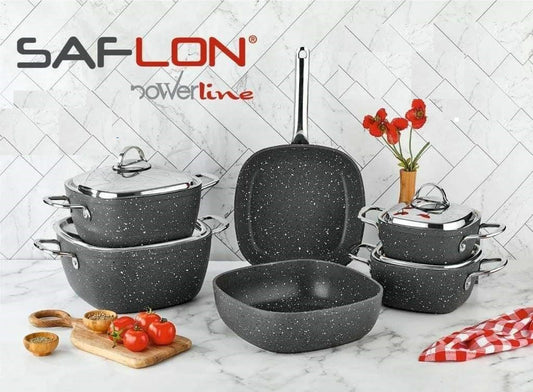 طقم جرانيت سافلون تركي أصلي مربع 10 قطع بيد استانلس متوفر بألوان متعددة