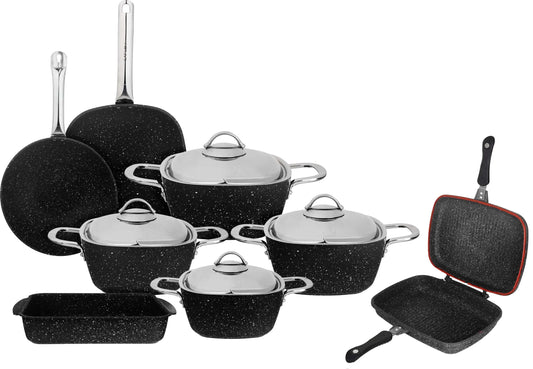 طقم جرانيت سافلون مربع 12 قطعة تركي أصلي بيد استانلس