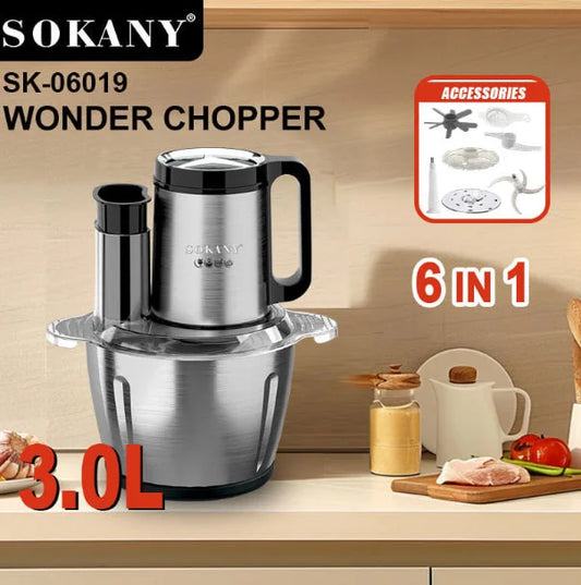 كبة سوكاني SK-06019 استالس 6×1 سعة 3 لتر بقدرة 800 وات