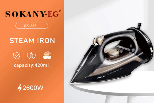 مكواة ملابس سوكاني SL-286 بقدرة 2600 وات قاعدة سيراميك بخار أسود
