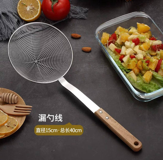 شيالة تحمير استانلس أصلي غير قابل للصدأ بيد خشب