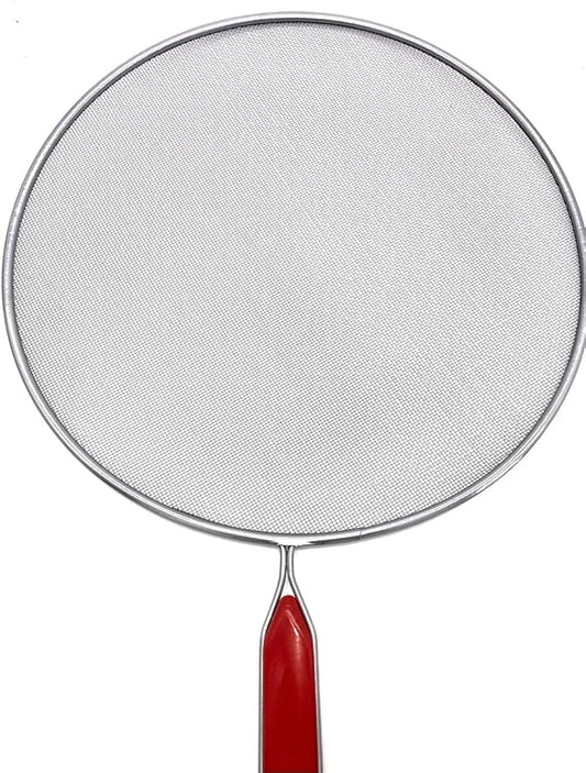 مانع طرطشة زيت دائري من الستانلس ستيل مقاس 30 سم مزود بيد بكاليت عازلة للحرارة