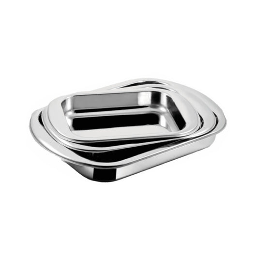 طاجن استيل مستطيل ستانلس ستيل للفرن والتقديم