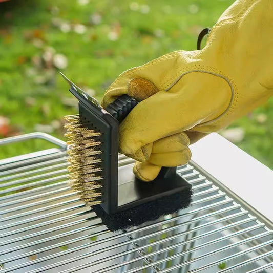 فرشاة تنظيف بوتجاز 3×1 مستوردة متعددة الاستخدام مع سلك خشن وسكينة معدن وليفة خشنة