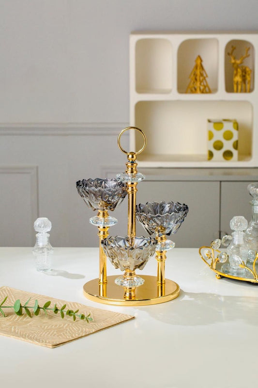 شمعدان ثلاثي جلاس كوبر الباشا كريستال زجاج مستورد فاخر