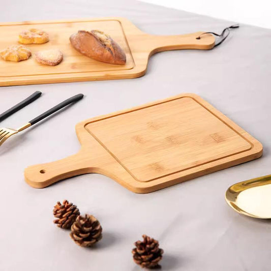 طبق خشبي مستطيل لتقديم الطعام بيد مقاس 30 سم مستورد مصنوع من خشب طبيعي