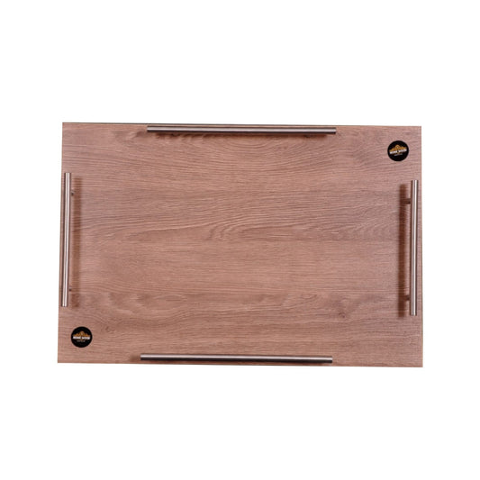 صينية تقديم خشب زان من هوم وود مزودة بـ4 مقابض معدنية مقاس 60×40 سم