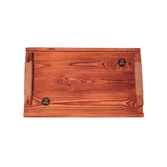 صينية تقديم خشب زان من هوم وود بمقبض خشبي وألوان طبيعية مقاس 50×30 سم