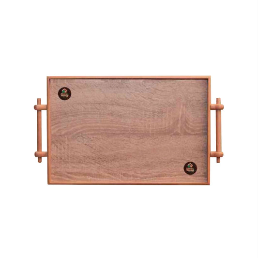 صينية تقديم من خشب الزان من هوم وود بمقبض خشبي متحرك مقاس 54×38 سم