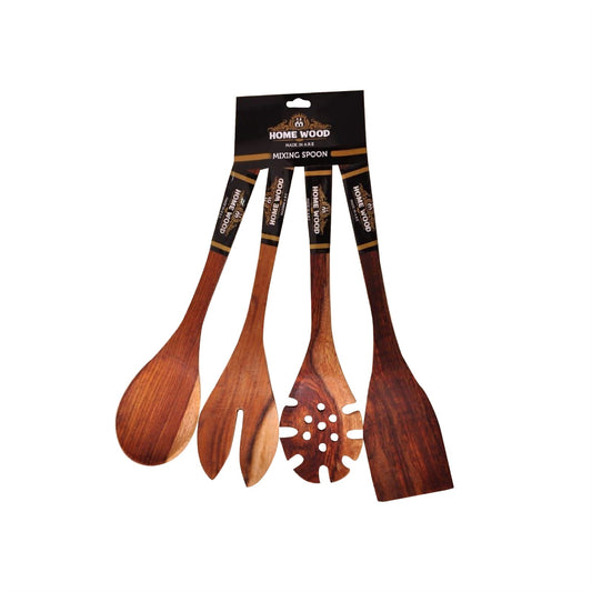 طقم معالق خشبية من خشب السرسوع 4 قطع من هوم وود