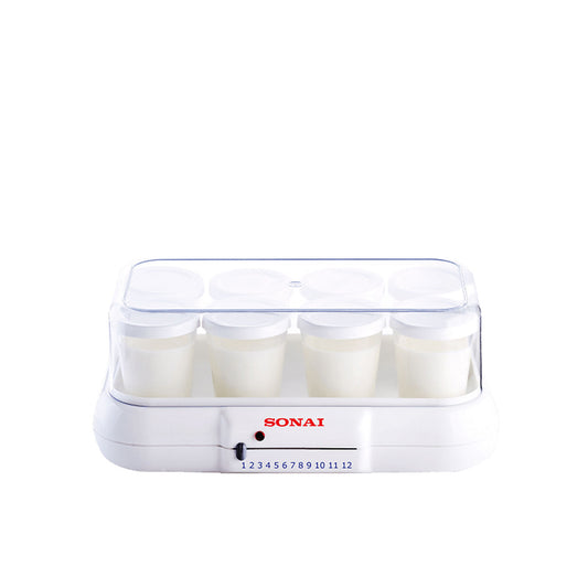 ماكينة صنع الزبادي سوناي 8 أكواب زجاجية 125 مل لون أبيض