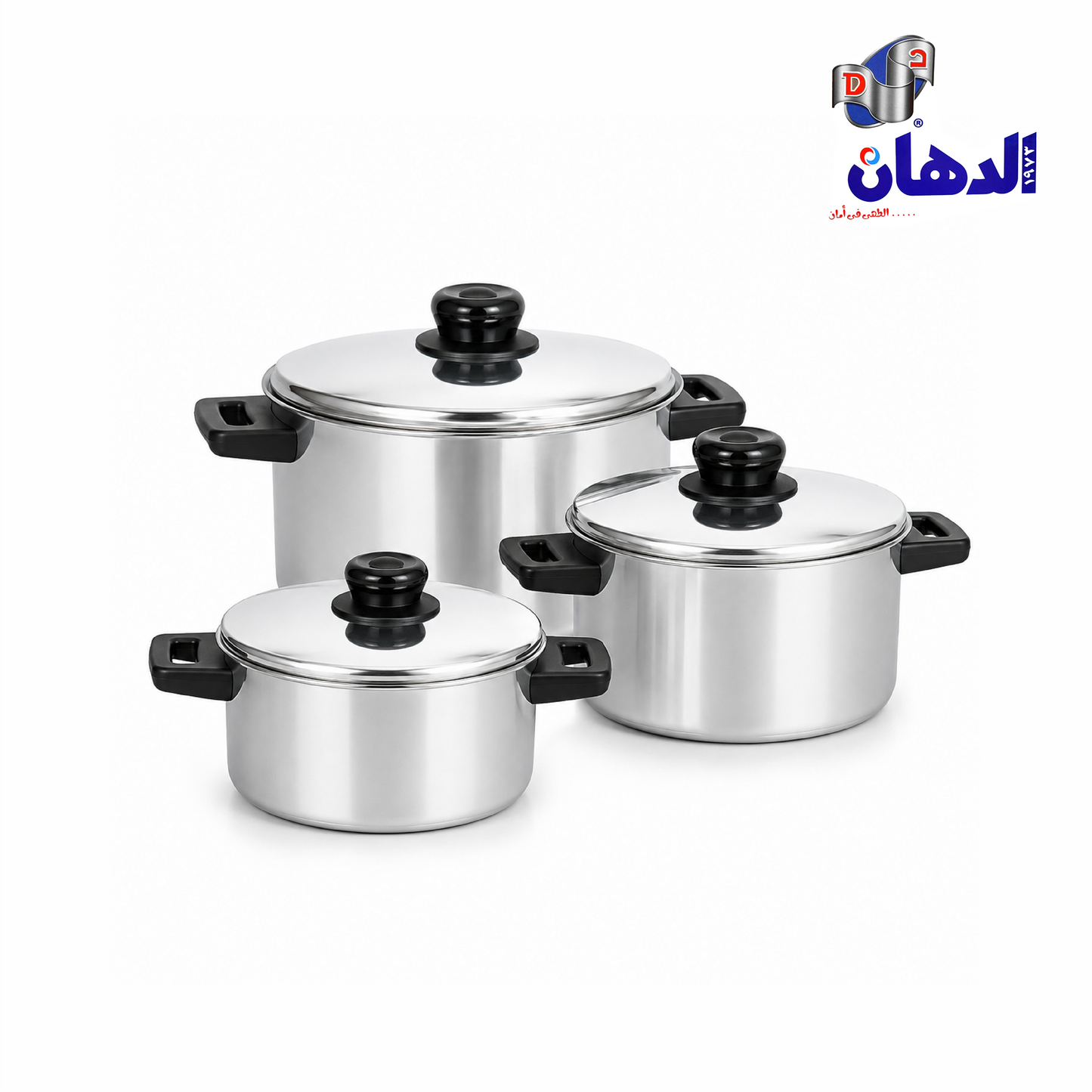 طقم حلل ألومنيوم الدهان الأصلي يد باكليت مقاسات 12 و14 و16 سم