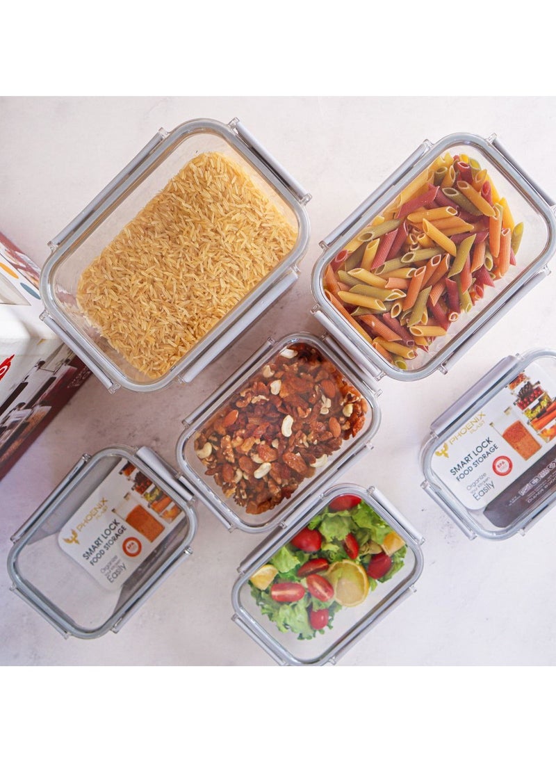 طقم علب تخزين أكريليك شفاف 6 قطع سمارت لوك من Phoenix بأحجام متنوعة