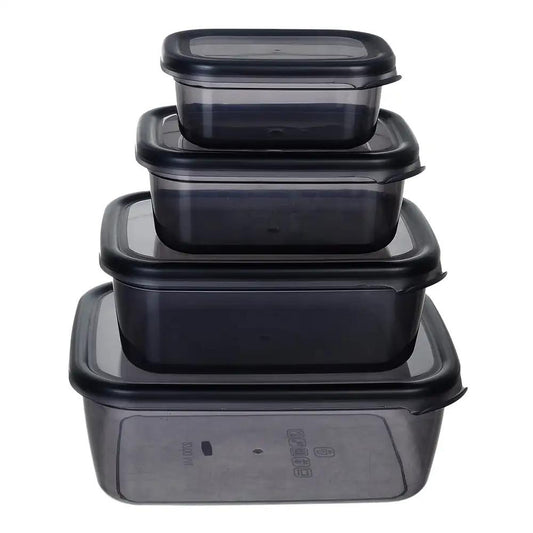 طقم علب ثلاجة بلاستيك مستطيلة أكسا 4 قطع لون فامية