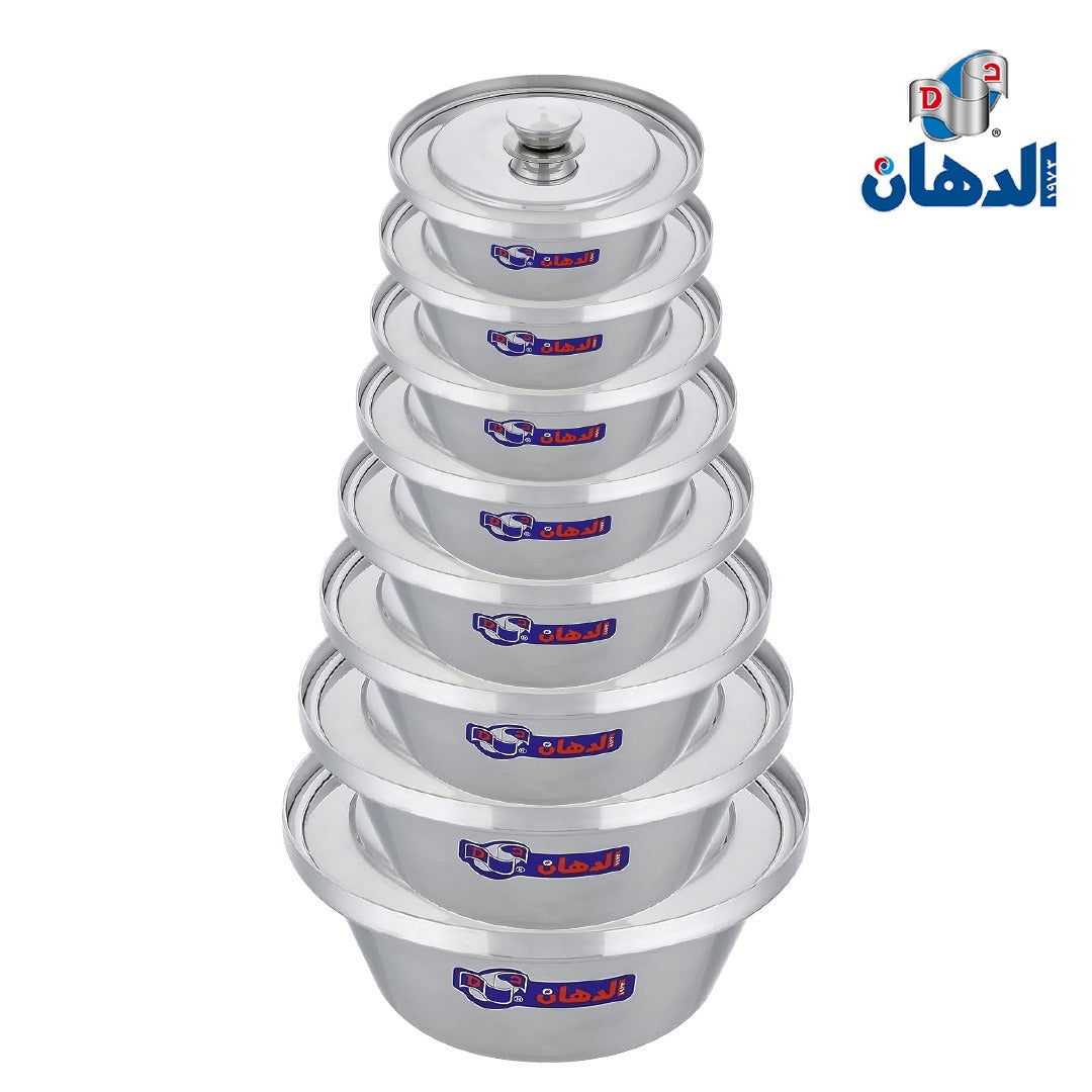 طقم حلل شاورما ألمنيوم الدهان الأصلي – 9 قطع من الألمنيوم النقي بسمك 2.5 مللي – جودة عالية للطهي اليومي