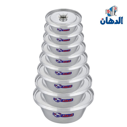 طقم حلل شاورما ألمنيوم الدهان الأصلي – 9 قطع من الألمنيوم النقي بسمك 2.5 مللي – جودة عالية للطهي اليومي