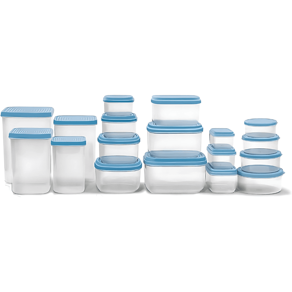 طقم علب ثلاجة بلاستيك الوطنية 18 قطعة شفاف مع أغطية محكمة لحفظ الطعام