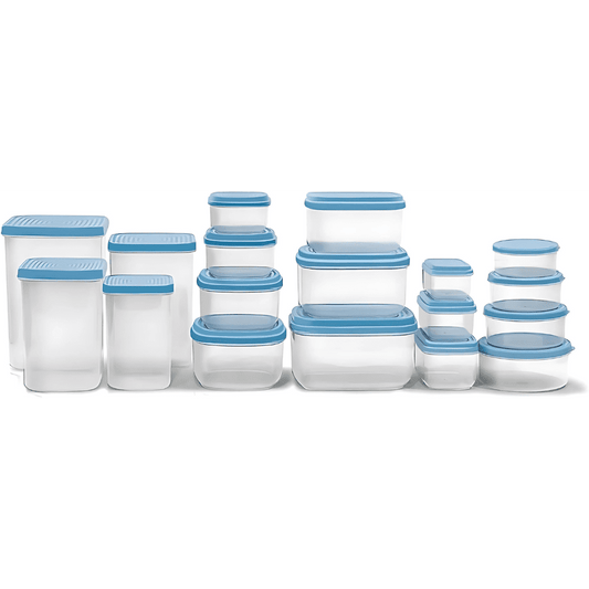 طقم علب ثلاجة بلاستيك الوطنية 18 قطعة شفاف مع أغطية محكمة لحفظ الطعام