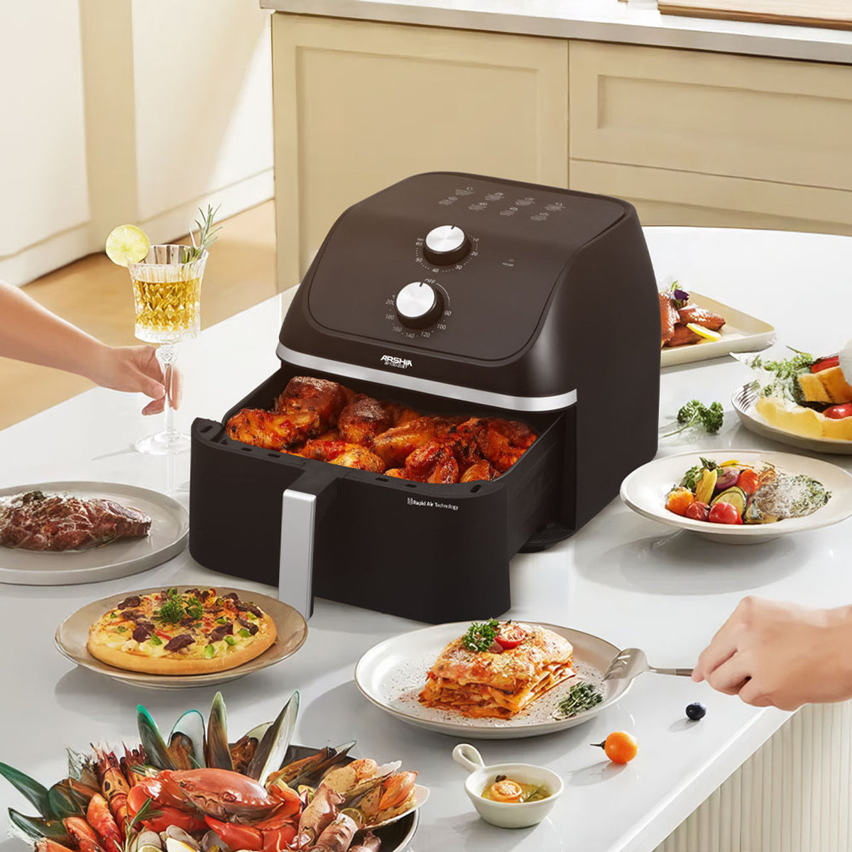 Kin 3387 قلاية هوائية ارشيا 9 لتر | Arshia 9L Air Fryer AF130-3387 بدون زيت ...