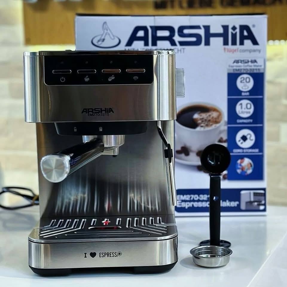 ماكينة اسبريسو أرشيا EM270-3215 باللون الفضي مع خزان مياه شفاف