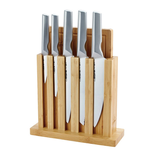 طقم سكاكين أرشيا 7 قطع مع حامل خشبي ولوح تقطيع موديل 3546