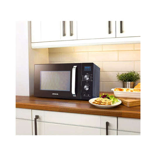 ميكروويف أرسيا بالشواية 25 لتر مع قفل أمان للأطفال وتصميم أنيق