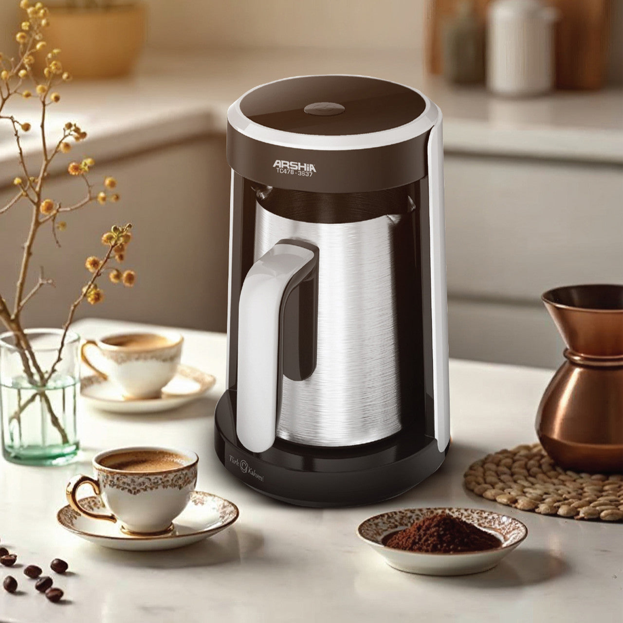 ماكينة قهوة تركية من أرشيا كود 3637 بسعة 300 مل مع تشغيل بلمسة واحدة