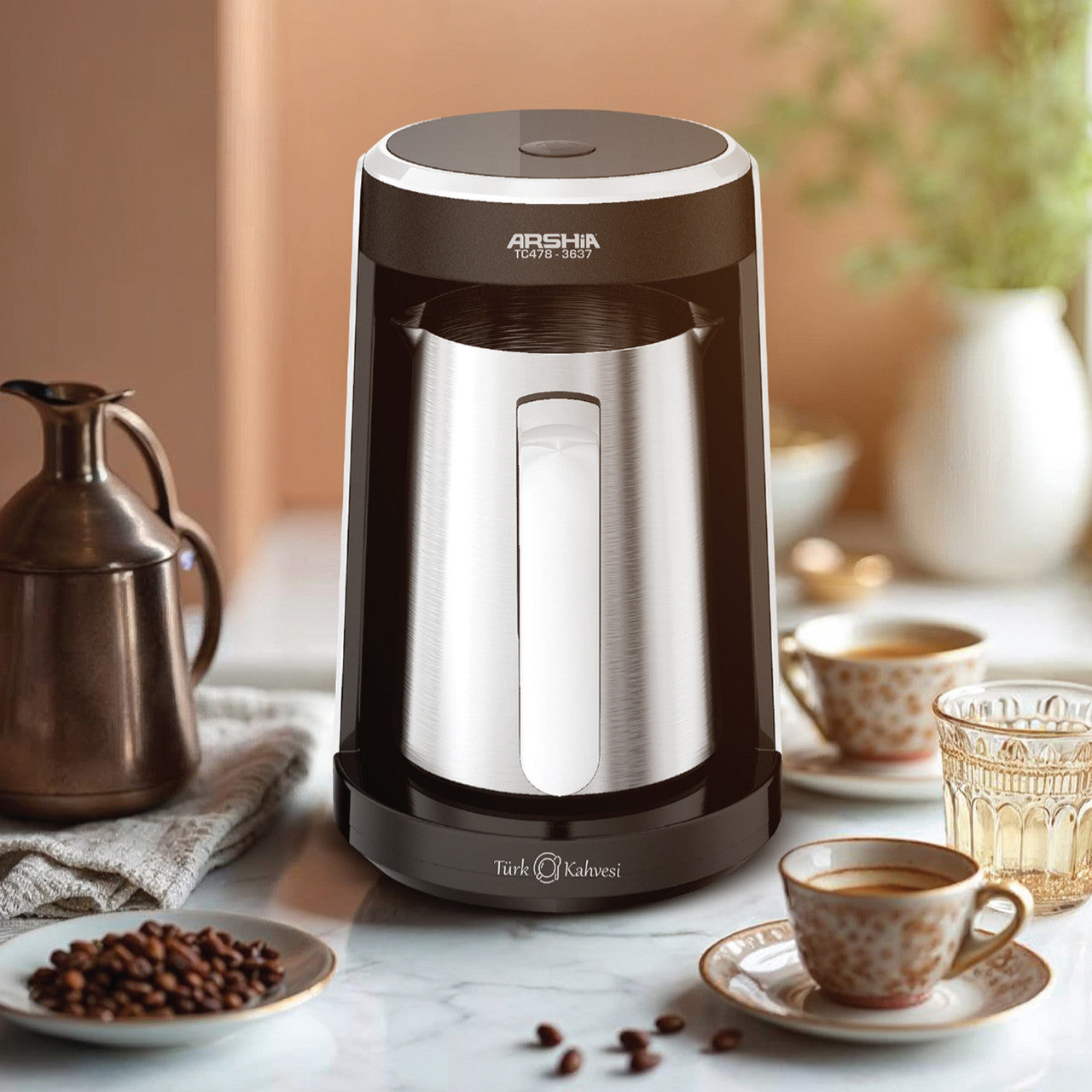 ماكينة قهوة تركية من أرشيا كود 3637 بسعة 300 مل مع تشغيل بلمسة واحدة