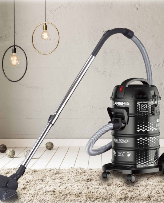 مكنسة كهربائية أسطوانية أرشيا 2400 واط – سعة 23 لتر – موديل ARSHIA2604 – باللون الأسود