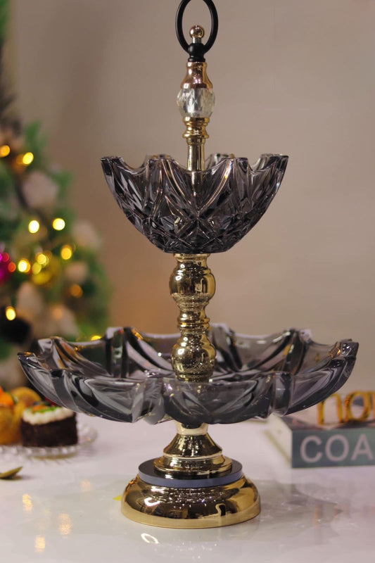 شيالة كعك جلاس كوبر دورين بقاعدة مدهبة فاخرة مستوردة