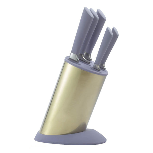 طقم سكاكين 6 قطع PURPLE ذهبي – Drobina مع حامل