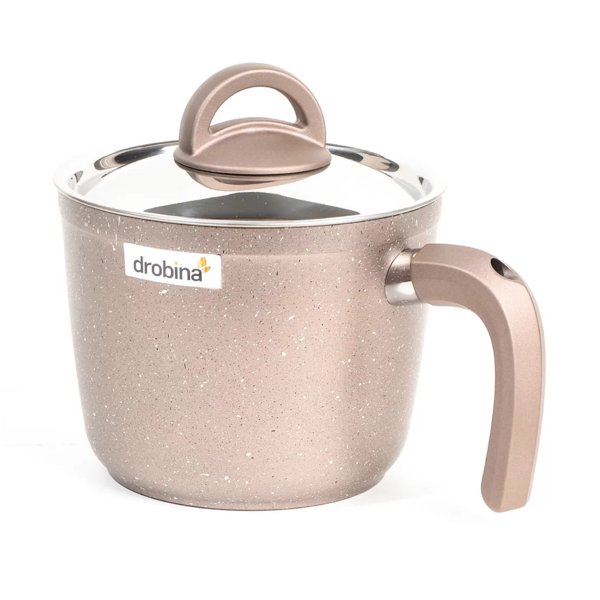 طقم حلل جرانيت دروبينا 14 قطعة لون روز عالي الجودة مع أغطية ستانلس