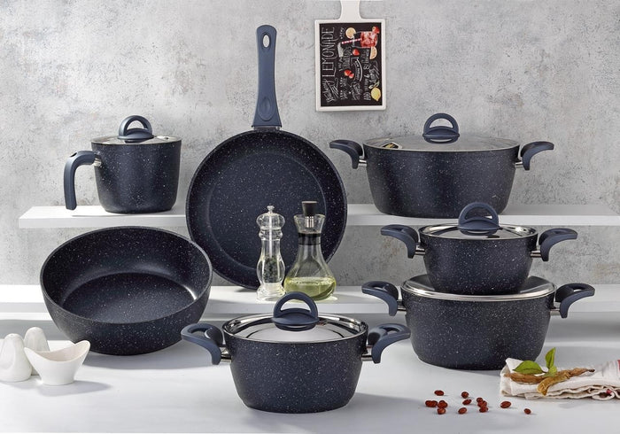 طقم حلل جرانيت دروبينا 12 قطعة بألوان أنيقة ومقاسات متعددة بطلاء غير لاصق ومتانة عالية