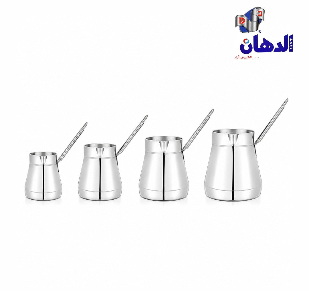 طقم كنك ألومنيوم الدهان الأصلي 4 قطع بيد استانلس لتحضير القهوة والشاي والمشروبات الساخنة