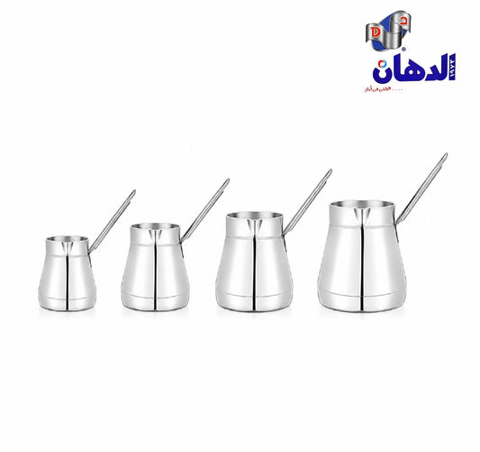 طقم كنك ألومنيوم الدهان الأصلي 4 قطع بيد استانلس لتحضير القهوة والشاي والمشروبات الساخنة