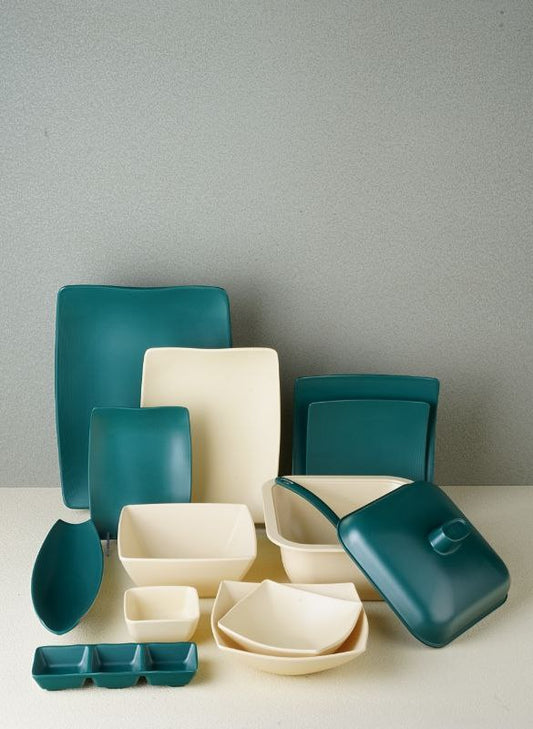 طقم ميلامين الهنا 38 قطعة مقاوم للكسر آمن للميكرويف وغسالة الأطباق