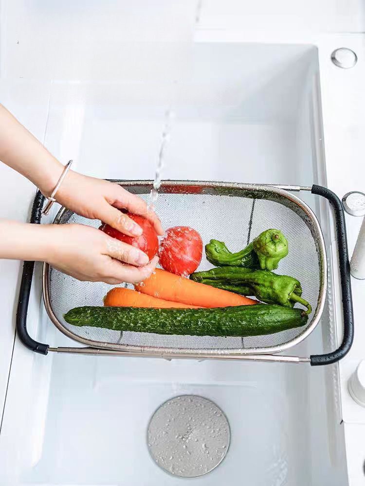 مصفاة فوق الحوض من الستانلس ستيل قابلة للتوسيع