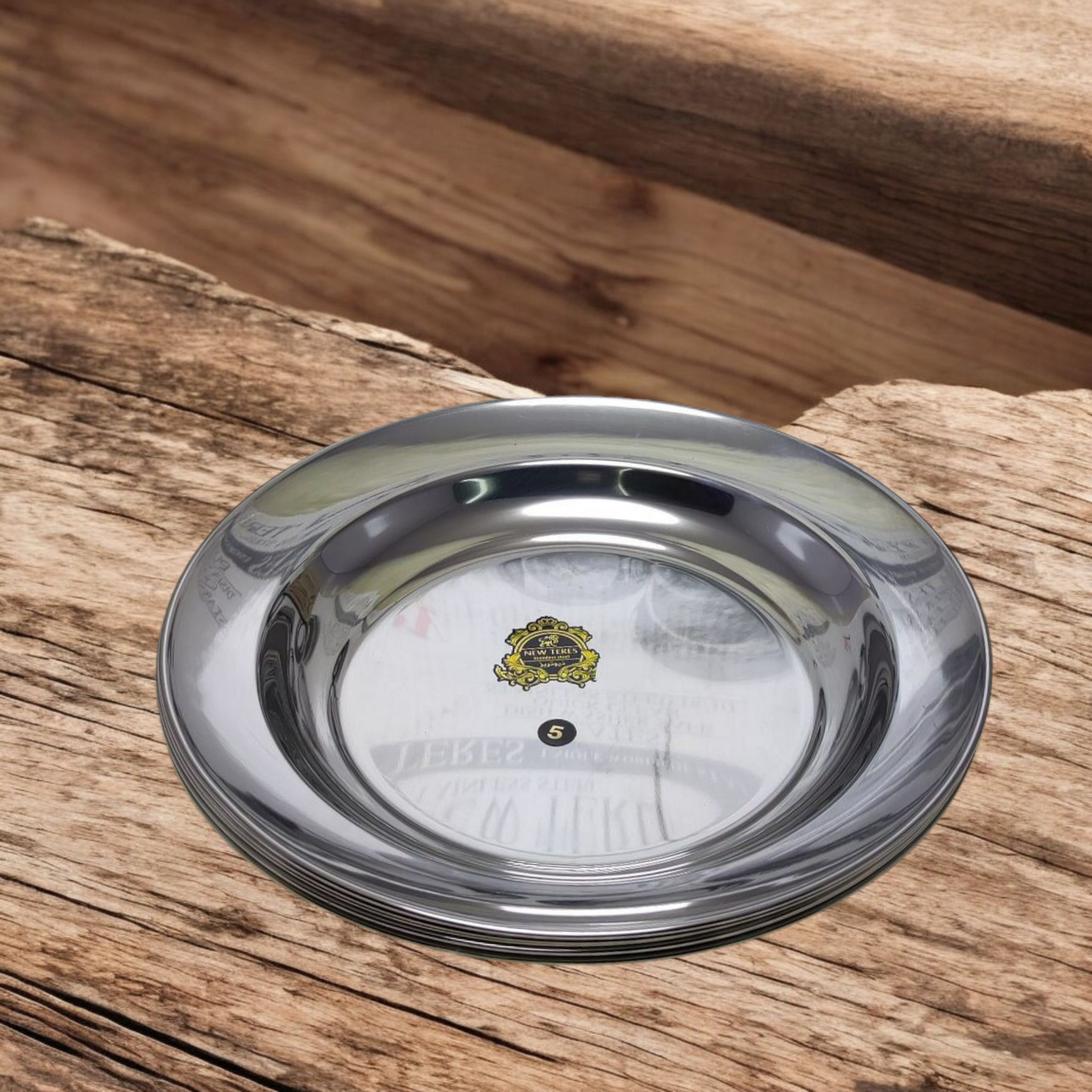 طبق مسطوح استانلس ستيل متعدد المقاسات من نيو تريز لتقديم الطعام والحلويات